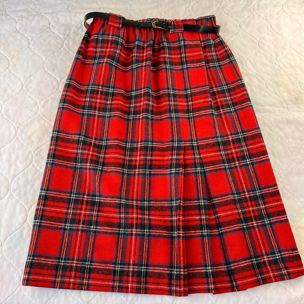 Barclay Square Vintage Red Plaid Wool Skirt Women's size 14